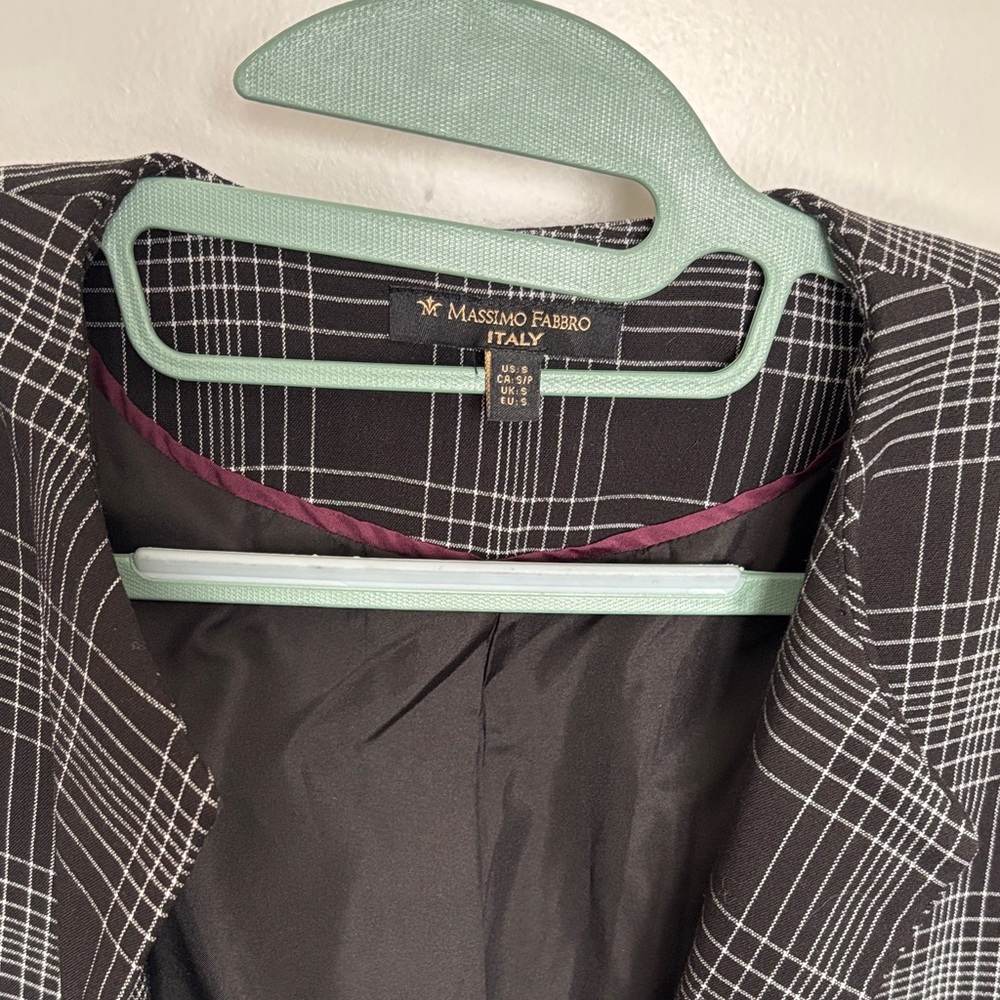 Massimo Fabbro Italy Black Plaid Tailored Blazer